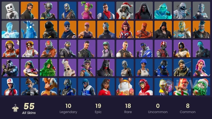 55 skins | The Reaper | Elite Agent | Take The L | Blue Squire | Royale Knight | Ride The Pony | Snowflake | Blue Team Leader | Rogue Agent
