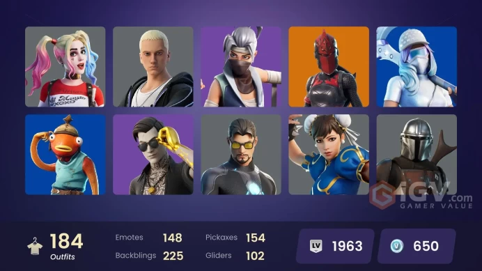 184 skins | Leviathan Axe | Reaper | Candy Axe | Dummy Supreme | Championship Aura | Cloud Striker | Pitch Patroller | Fixer | Spire Assassin