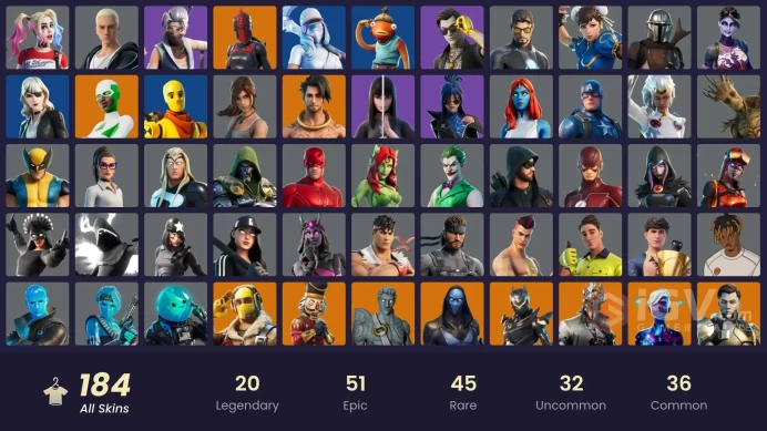 184 skins | Leviathan Axe | Reaper | Candy Axe | Dummy Supreme | Championship Aura | Cloud Striker | Pitch Patroller | Fixer | Spire Assassin