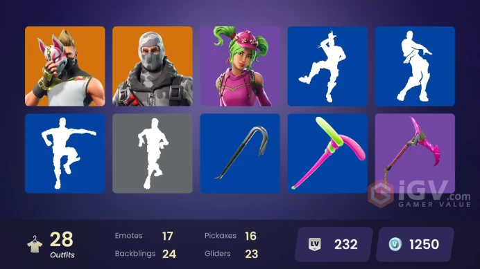 28 skins | Take The L | Havoc | Blue Team Leader | Rogue Agent | Blue Striker | Sub Commander | Fade | Dark Voyager | Drift | Hybrid | Enforcer