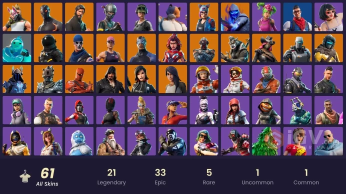 61 skins | The Reaper | Elite Agent | Take The L | Omega | Trailblazer | Ride The Pony | Rogue Agent | Prodigy | The Prisoner | Valor | Fusion
