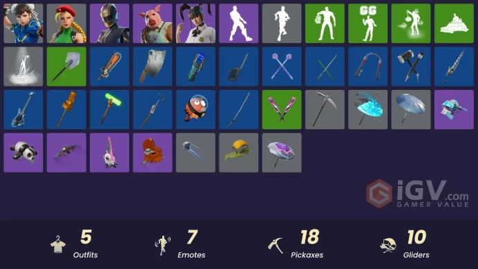| PC/PSN/XBOX | 5 SKINS | Pig the Butcher | Chun-Li | Hairpin | Yuki Yubari | Cammy | 0 VBUCKS | FHK8Y |