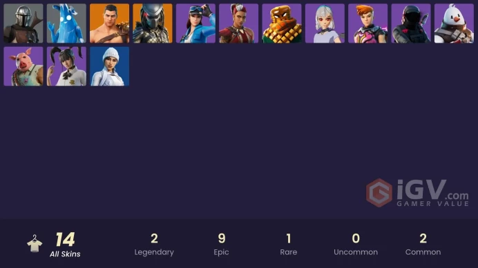 | PC/XBOX | 14 SKINS | Predator | Mandalorian | Menace | Kondor | Polar Peely | Yuki Yubari | Cloud Striker | Mancake | 200 VBUCKS | Fd7Ah |