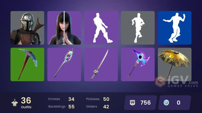 | PC/XBOX | 36 SKINS | Menace | The Origin | Predator | The Imagined | Mandalorian | The Cube Queen | Torin | Joey | Kymera | 0 VBUCKS | FjEUa |
