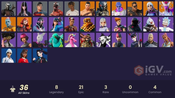| PC/XBOX | 36 SKINS | Menace | The Origin | Predator | The Imagined | Mandalorian | The Cube Queen | Torin | Joey | Kymera | 0 VBUCKS | FjEUa |