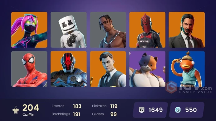 [PSN/PC/Xbox] 204 skins | Travis Scott | Astro Jack | Lara Croft | Spider-Man | John Wick | Geralt of Rivia | Gold Brutus | Gold Midas | 200 VB