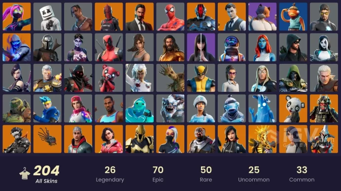 [PSN/PC/Xbox] 204 skins | Travis Scott | Astro Jack | Lara Croft | Spider-Man | John Wick | Geralt of Rivia | Gold Brutus | Gold Midas | 200 VB