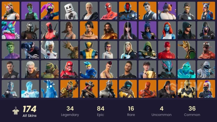 [PSN/PC/Xbox] 174 skins | Lara Croft | Reaper | Drift | Calamity | Spider-Man | Meowscles | Geralt of Rivia | Peter Griffin | Take The Elf | 350