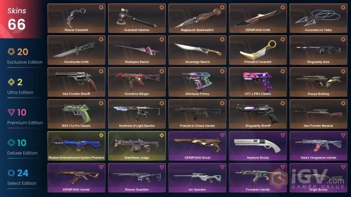 [NA] 66 SKINS | 9 KNIVES | Prime//2.0 Karambit Reaver KarambitShellspire Sword Sovereign Sword XEROFANG Knife