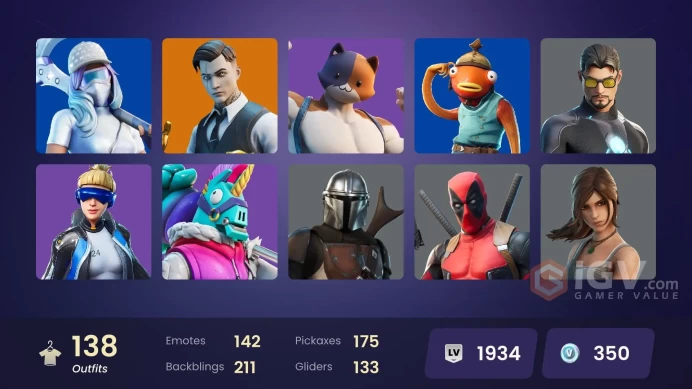 [PSN/PC/Xbox] 138 skins | Lara Croft | Neo Versa | Peter Griffin | Gold Brutus | Gold Midas | Gold Meowscles | Lina Scorch | Vivi Chroma | 350 V