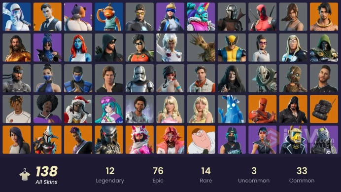 [PSN/PC/Xbox] 138 skins | Lara Croft | Neo Versa | Peter Griffin | Gold Brutus | Gold Midas | Gold Meowscles | Lina Scorch | Vivi Chroma | 350 V