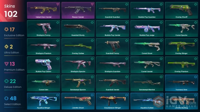 [NA] 102 SKINS | 10 KNIVES | lon Karambit Overlay Dagger Reaver Karambit Shellspire Sword XEROFANG Knife