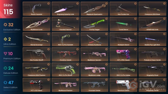[NA] 115 SKINS | 15KNIVES | RGX 11z Pro Karambit Shellspire Sword Singularity Butterfly Knife XEROFANG Knife