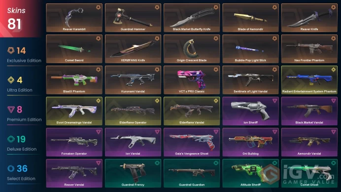 [NA] 81 SKINS | 9KNIVES | Guardrail Hammer Origin Crescent Blade Reaver Karambit Reaver Knife XEROFANG Knife
