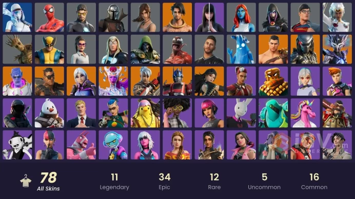 [PSN/PC/Xbox] 78 skins | Lara Croft | Spider-Man | Vivi Chroma | Sultura | Ronin | The Cube Queen | Optimus Prime | Torin | Predator | Joey | 95