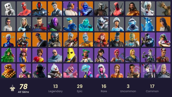 [PSN/PC/Xbox] 78 skins | Spider-Man | Meowscles | Gold Midas | Keri Commander | Point Patroller | Ronin | The Imagined | Fade | 150 VB
