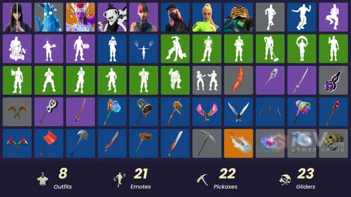 [PSN/PC/Xbox] 8 skins | The Cube Queen | Polar Peely | Toona Fish | Charlotte | Kor | Athleisure Assassin | Kyra | Major Mancake | 50 VB