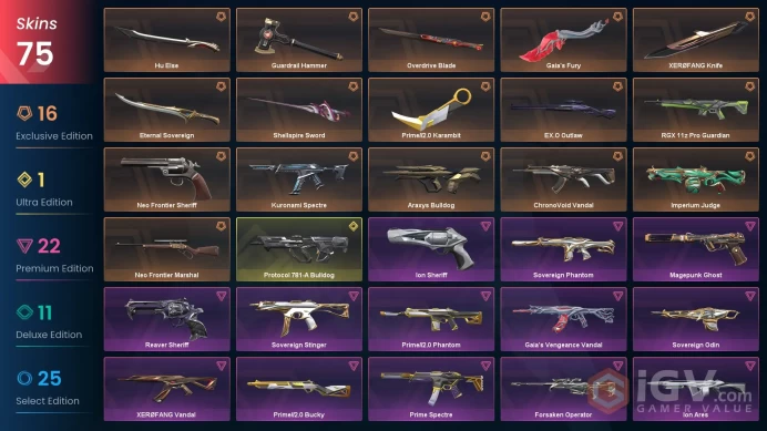 [NA] 75 SKINS | 8 KNIVES | Guardrail Hammer Hu Else Overdrive Blade Prime//2.0 Karambit Shellspire Sword XEROFANG Knife