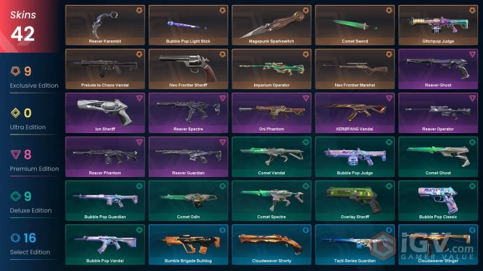 [NA] 42 SKINS |4KNIVES | Reaver Operator Bubble Pop Light Stick Comet Sword Magepunk Sparkswitch Reaver Karambit
