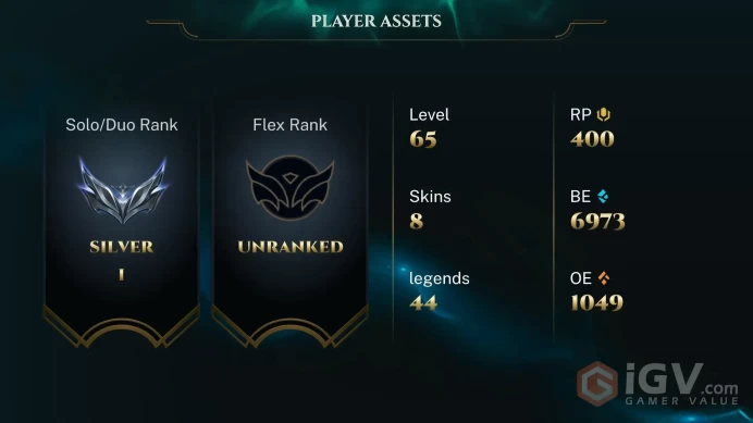 | EUNE | 8 SKINS | SILVER 1 | 44 CHAMPIONS | 65 LEVEL | INSTANT DELIVERY | FULL ACCESS | Fi7og |