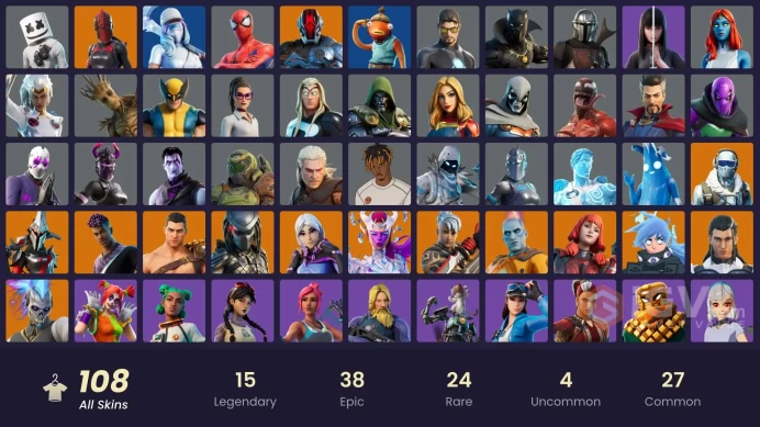 [PSN/PC/Xbox] 108 skins | Spider-Man | Geralt of Rivia | Vivi Chroma | Naruto Uzumaki | Cloud Striker | Frostbite | Ronin | The Imagined | Fade 