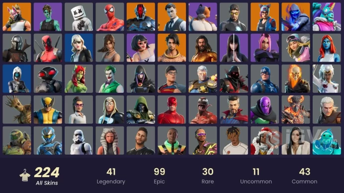 [PSN/PC/Xbox] 224 skins | Leviathan Axe | Lara Croft | Drift | Calamity | Spider-Man | Geralt of Rivia | Gold Brutus | Gold Midas | 450 VB