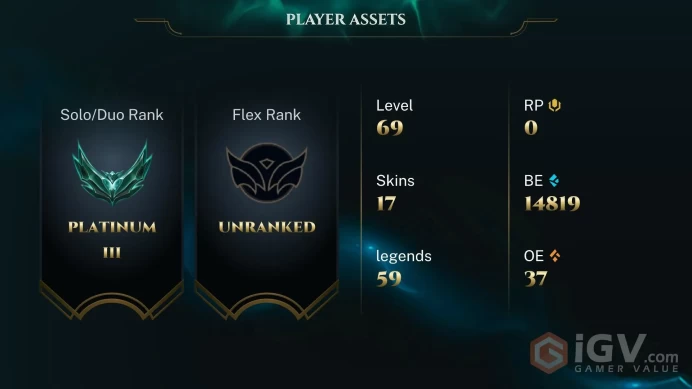 | EUNE | 16 SKINS | PLATINUM 3 | 59 CHAMPIONS | 69 LEVEL | INSTANT DELIVERY | FULL ACCESS | FkRsa |