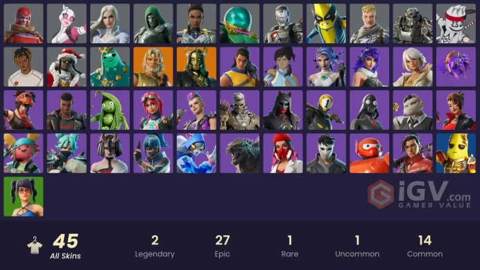 [PSN/PC/Xbox] 45 skins | Hades | Zeus | Poseidon | Shuri | Gwenpool | Wastelander Magneto | Doom | Emma Frost | War Machine | Peelverine | 0 VB