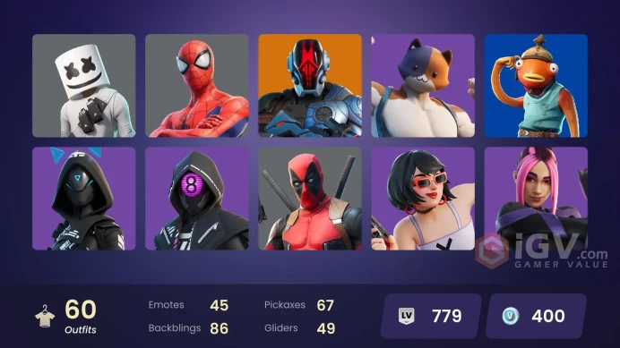 [PSN/PC/Xbox] 60 skins | Spider-Man | Meowscles | The Imagined | Ronin | Snap | Gear Specialist Maya | The Origin | Crackshot | Kymera | Zero | 