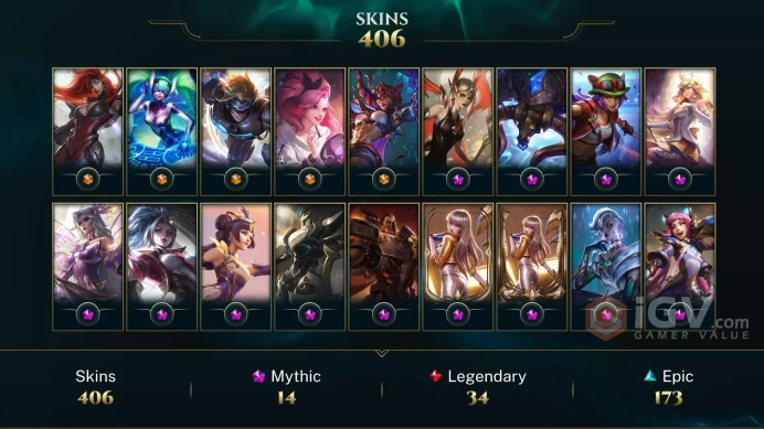 EUW IRON1- 406 Skin (5 ULTIMATE, 14 MYTHIC,34 LEGENDARY) I FULL CHAMP- INSTANT DELIVERY- FULL ACCES- SAFE