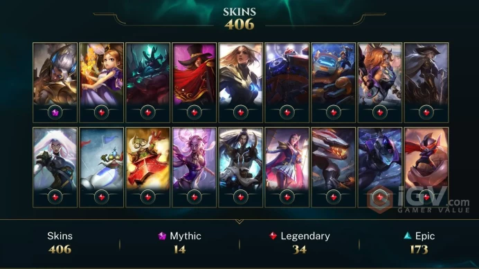 EUW IRON1- 406 Skin (5 ULTIMATE, 14 MYTHIC,34 LEGENDARY) I FULL CHAMP- INSTANT DELIVERY- FULL ACCES- SAFE