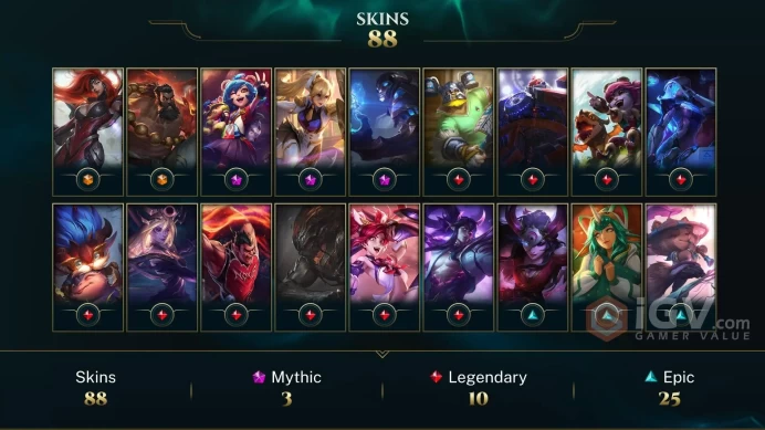 LAS UNK- 88 PERFECT(2Ultimate,3Mythic)  Skin - 90 Champ- Full ACCES- INSTANT DELIVERY- SAFE