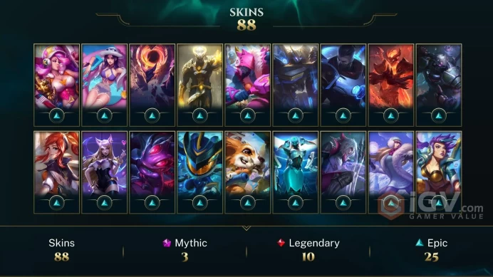 LAS UNK- 88 PERFECT(2Ultimate,3Mythic)  Skin - 90 Champ- Full ACCES- INSTANT DELIVERY- SAFE