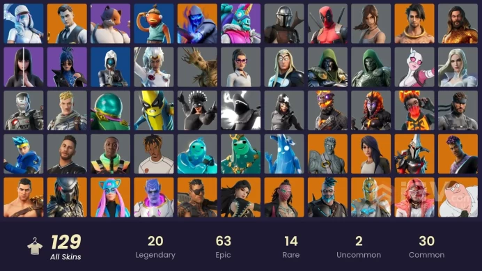 [PSN/PC/Xbox] 129 skins | Lara Croft | Peter Griffin | Gold Brutus | Gold Midas | Gold Meowscles | Joey | Eternal Knight | Fade | Love Ranger | 