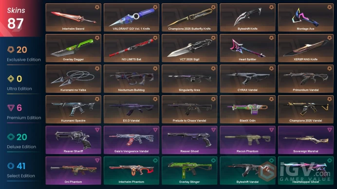 Eu-Europe | Champions 2025 Bundle | VCT 2026 Sigil | Kuronami no Yaiba | EX.O Vandal | Recon Phantom | - | 87 Skins | Level 178 | Full Access