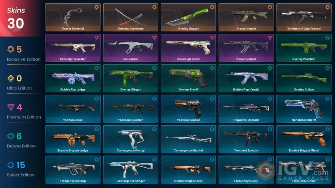 NA/USA 23150 VP Spent Reaver Vandal Sentinels of Light Vandal Ion Vandal Sovereign Ghost Sovereign Guardian Araxys Vandal Reaver Karambit Onimar