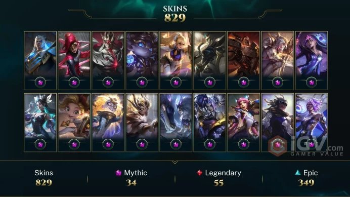 NA - GOLD - 795 LVL - 1078 Skins/Chroma -34 Mythic - Prestige Dark Cosmic Diana - Prestige Fright Night Zeri - Prestige Winterblessed Mel OC495