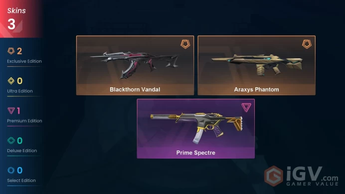 LA | 3 skins | Araxys Phantom | Prime Spectre | Blackthorn Vandal | X5706