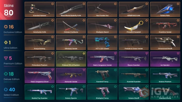 [NA] 80 SKINS | 9KNIVES | Onimaru Kunitsuna Prime//2.0 Karambit Shellspire Sword Solarex Relic Xenohunter Knife XEROFANG