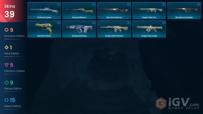 EU [ 39 TOP SKINS + 6 KNIFE ] VCT 2026 Sigil + Mystbloom Kunai + Blackthorn Blades + Evori Vandal + Nocturnum Phantom / full acces