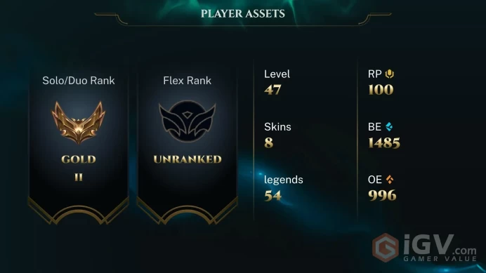 [EUW] | Gold II  | Champion 29 | 5K BE+ |  LVL 30 |  | Full Access | Instant Delivery |Unverified Email | FF8