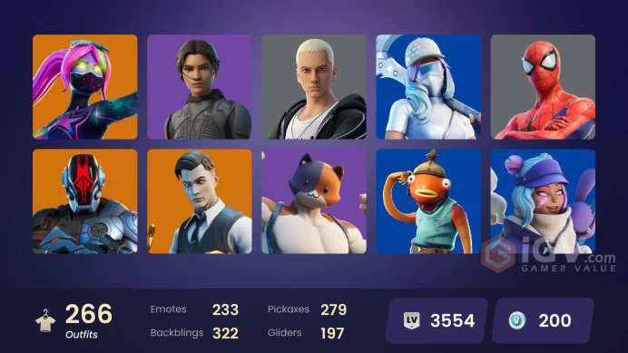 266 skins | OG STW | Leviathan Axe | Gold Midas | Gold Brutus | Spire Assassin | Galaxia | Twyn | Gear Specialist Maya | Vi | The Ageless | Zeu