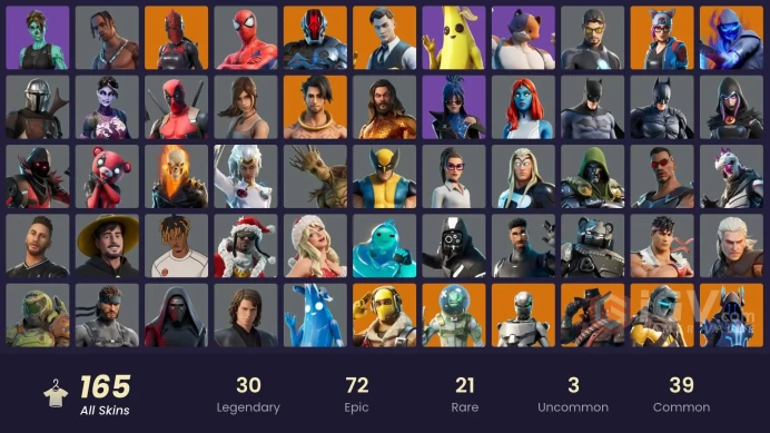 165 skins | Eon | Travis Scott | Gold Meowscles | Gold TNTina | Gold Midas | Gold Brutus | Sentinel | Red Knight | Gear Specialist Maya | Zenith