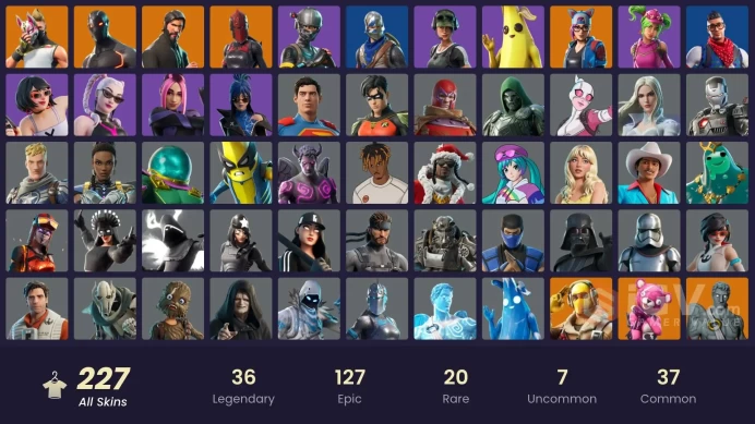227 skins | OG STW | The Reaper | Blue Squire | Royale Knight | Elite Agent | Prodigy | Clutch | Rogue Agent | Trailblazer | Grind | Valor | 350