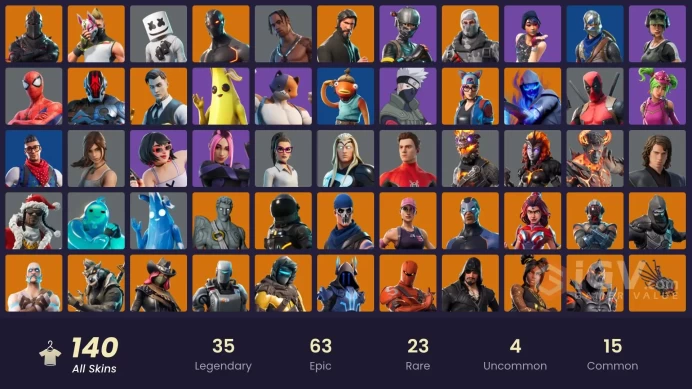 140 skins | OG STW | Black Knight | Sparkle Specialist | The Reaper | Blue Squire | Royale Knight | Elite Agent | Blue Team Leader | Travis Scot