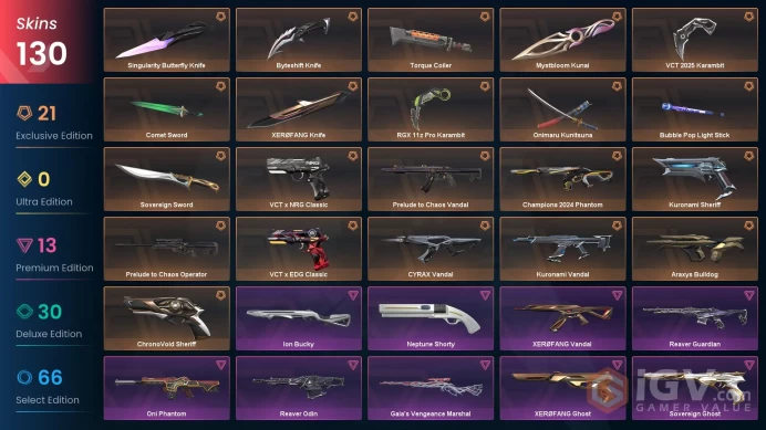 NA/USA 87580 VP Spent VCT 2025 Karambit Champions 2024 Phantom Gaia's Vengeance Vandal Reaver Vandal Kuronami Vandal Prelude to Chaos Vandal Oni