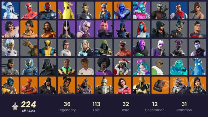 (PC XBOX) 224 skins | FNCS Champion Seeker | Carbon Commando | Striker Specialist | Cloud Striker | Prodigy | Sultura | Point Patroller | Subzer