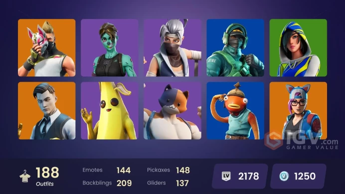 (PC PSN XBOX) 188 skins | 76 PURCHASED SKINS / Gold Meowscles | WORLD CUP | Gold Midas | Gold Brutus | Reflex | FNCS 3:1 Champion | Rogue Agent 