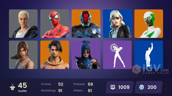 | PC/XBOX | 45 SKINS | Valeria | Omegarok | Backlash | Raz | Peter Griffin | The Foundation | Ronin | Spectra Knight | 200 VBUCKS | FkN6k |