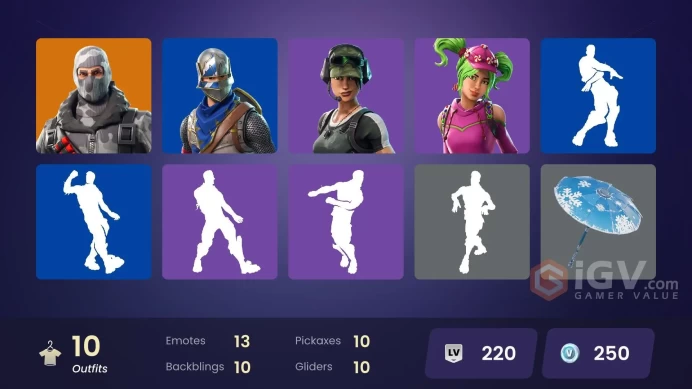 | PC | 10 SKINS | Havoc | Carbide | Sub Commander | Rogue Agent | Trailblazer | Zoey | Teknique | Battlehawk | Dazzle | 250 VBUCKS | FiTqj |